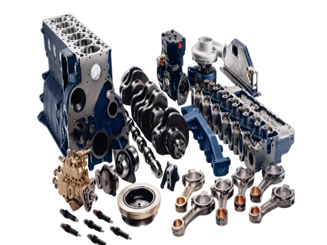 Genuine diesel engine spare parts including block, crankshaft and injectors